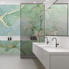 HDM SPC/vinyl vízálló fali panel, Painted Marble Green (2605 x 1928 mm)