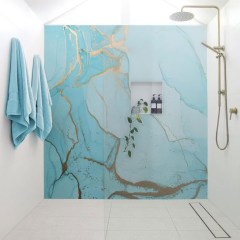 HDM SPC/vinyl vízálló fali panel, Painted Marble Blue (2605 x 2892 mm)