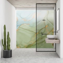 HDM SPC/vinyl vízálló fali panel, Painted Marble Green and Blue (2605 x 964 mm)