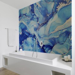 HDM SPC/vinyl vízálló fali panel, Painted Marble Dark Blue (2605 x 964 mm)